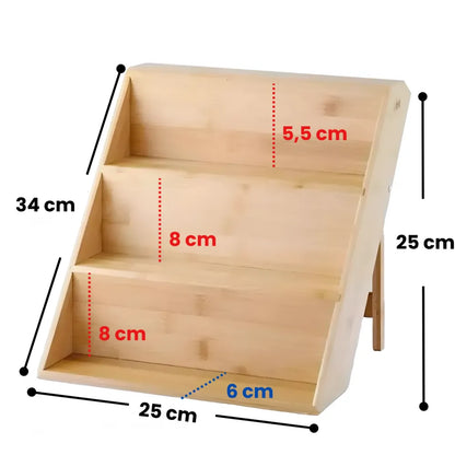 Bamboo Spice Stand, Folding Legs, 3 Tiers