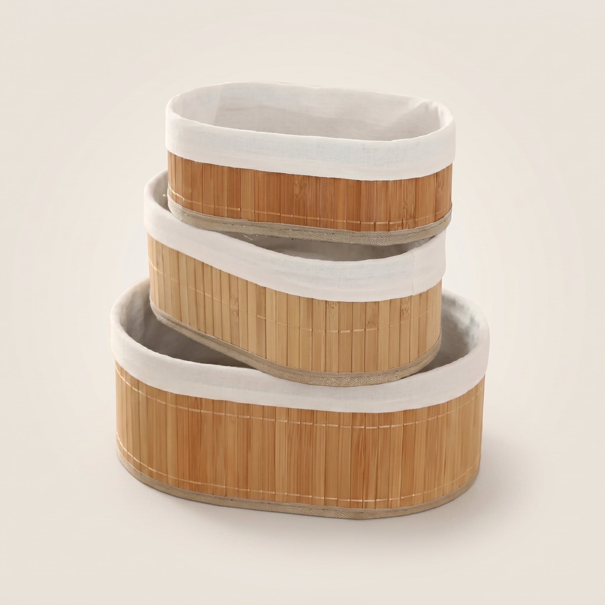 Bambu 3’lü Oval Kutu Organizeri - erkugo. dekoratif, işlevsel.