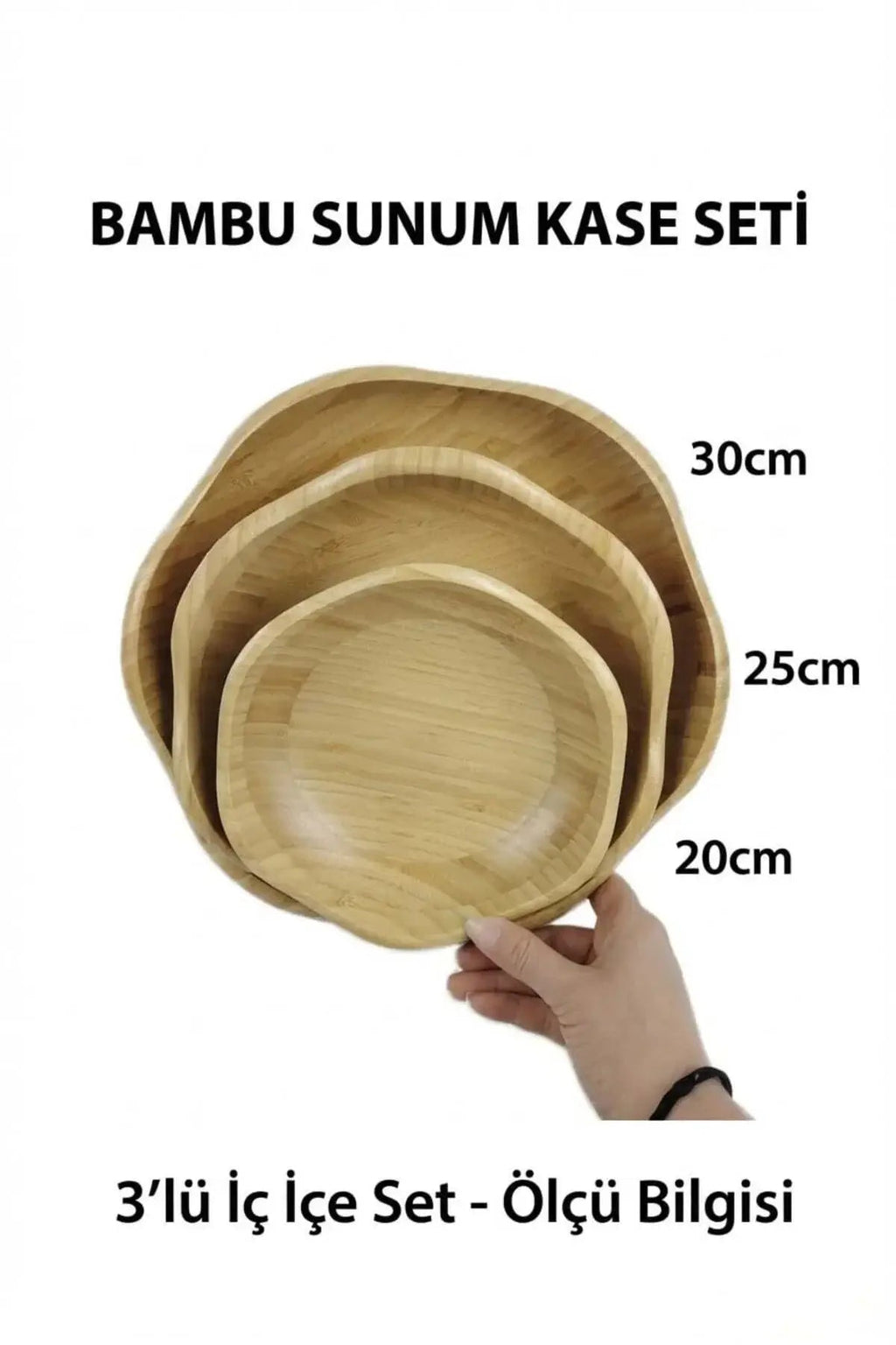 Bambu 3’lü Salata Kasesi, Daisy Sunum Kasesi, Dalgalı Kase, İskandinav Kase Seti - erkugo. dekoratif, işlevsel.