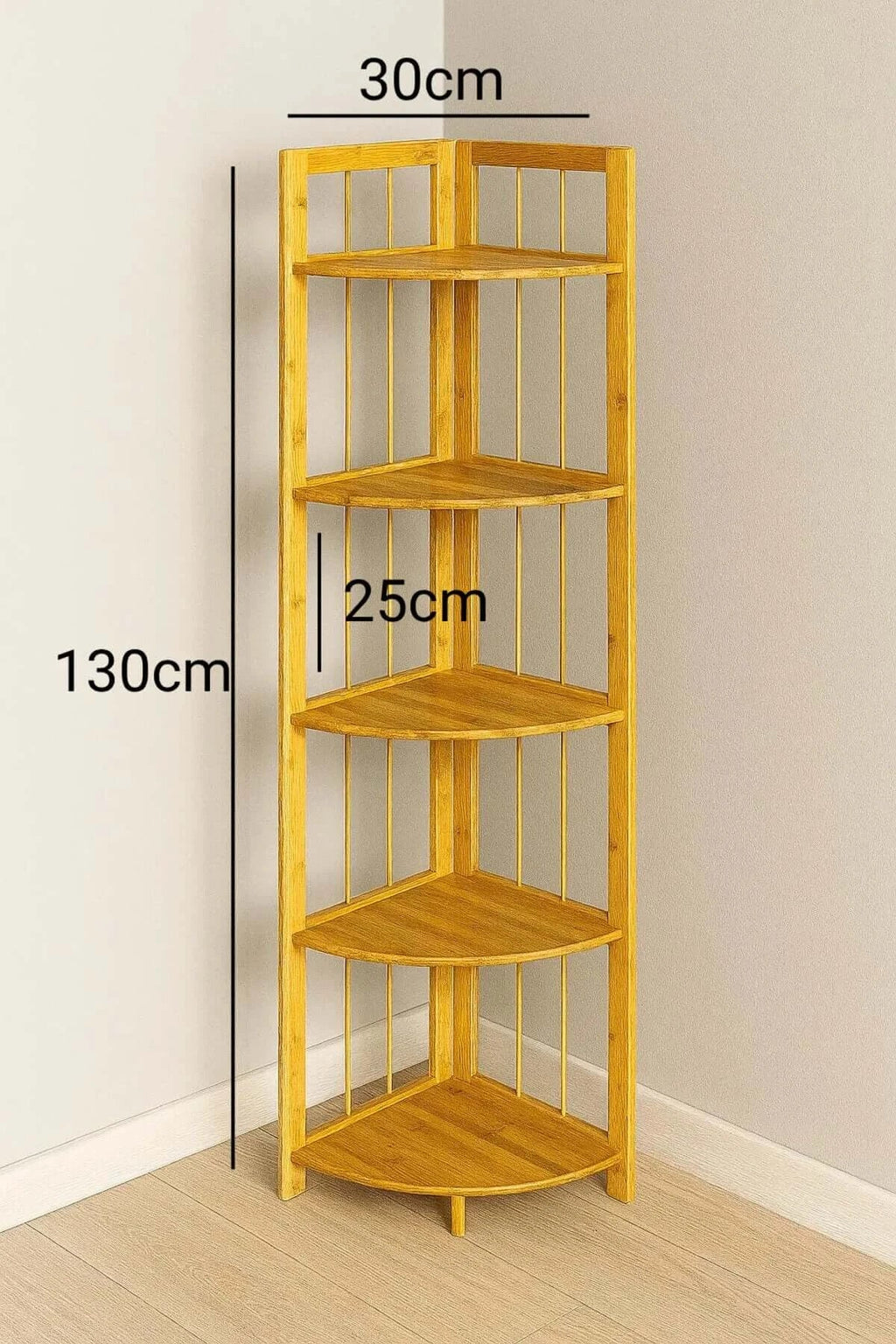 Bambu 5 Raflı Köşe Rafı - erkugo. dekoratif, işlevsel.
