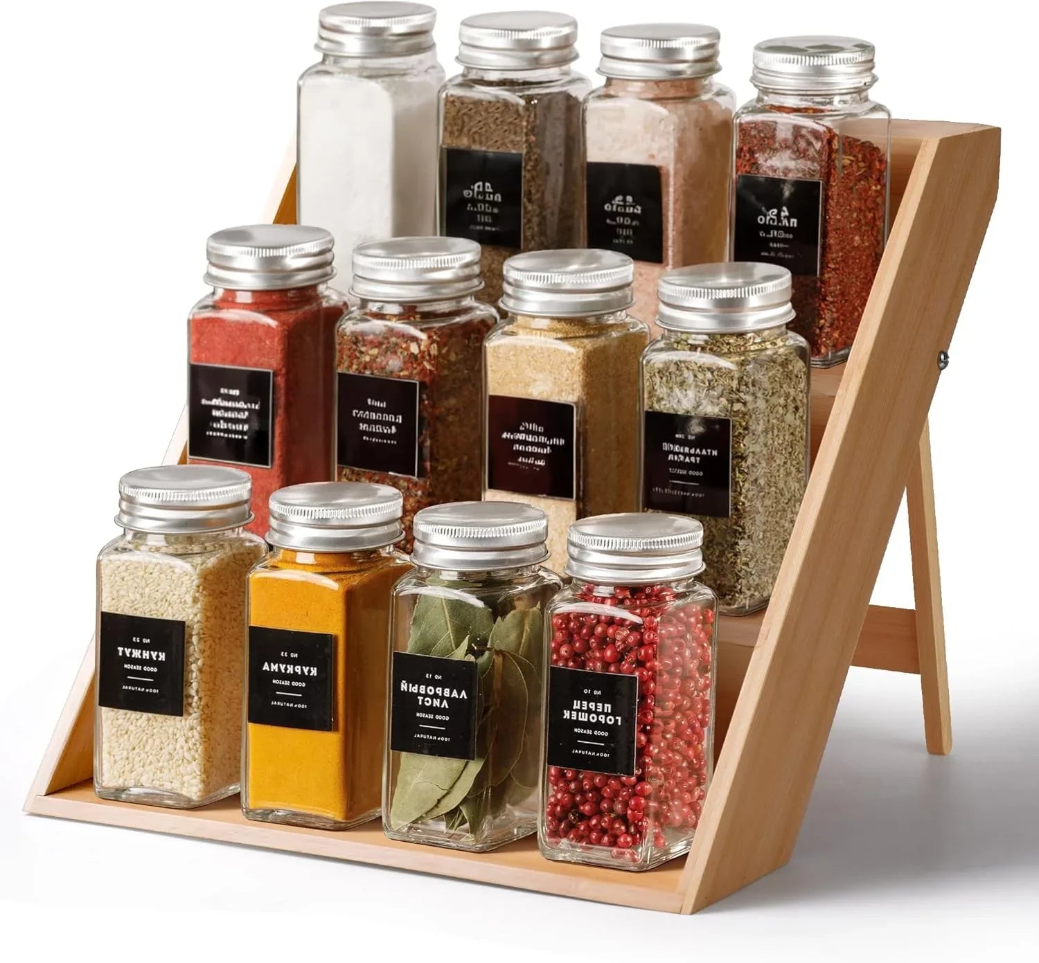 Bambu Baharat Standı, Katlanır Ayaklı, 3 Katlı - erkugo. dekoratif, işlevsel.
