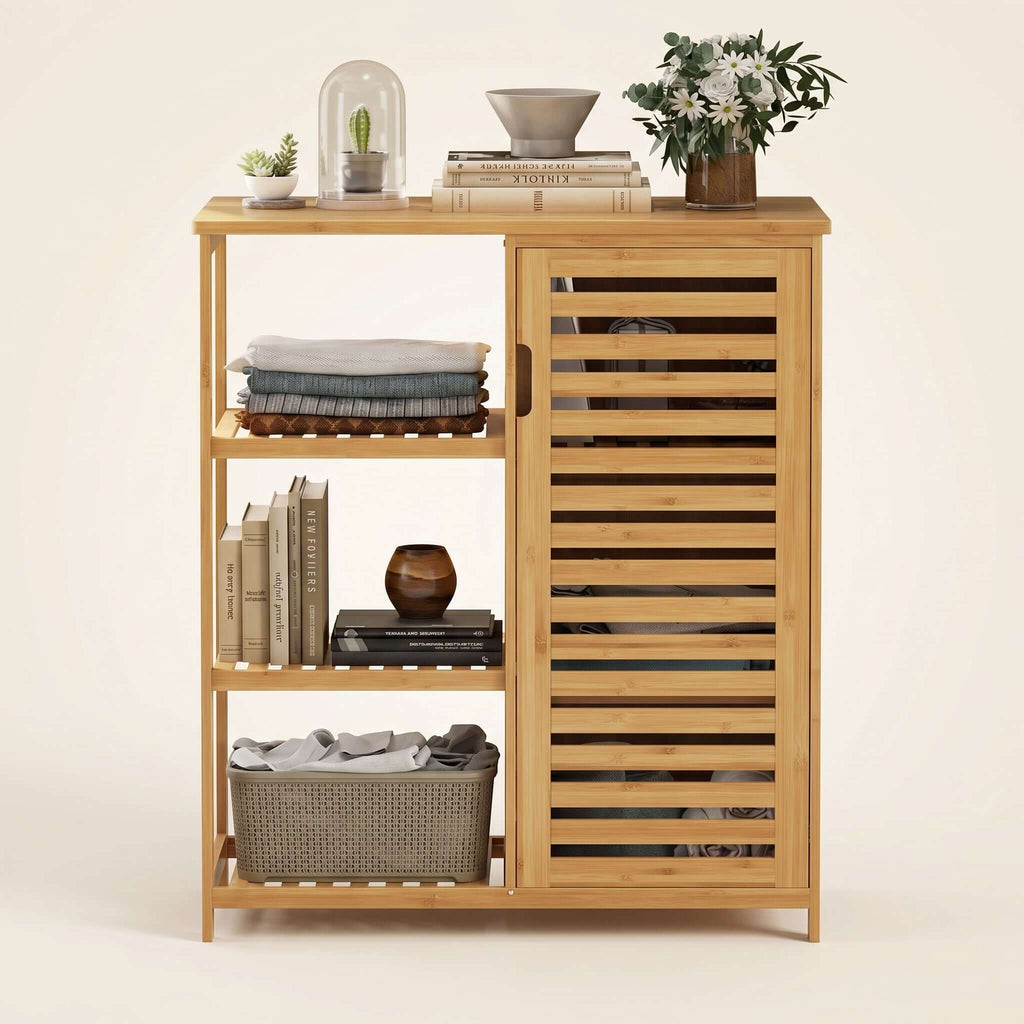 Bambu Çok Amaçlı Düzenleyici Dolap, Ayakkabılık, 3 Raflı 1 Kapaklı, 66 x 87 x 33 - erkugo. dekoratif, işlevsel.