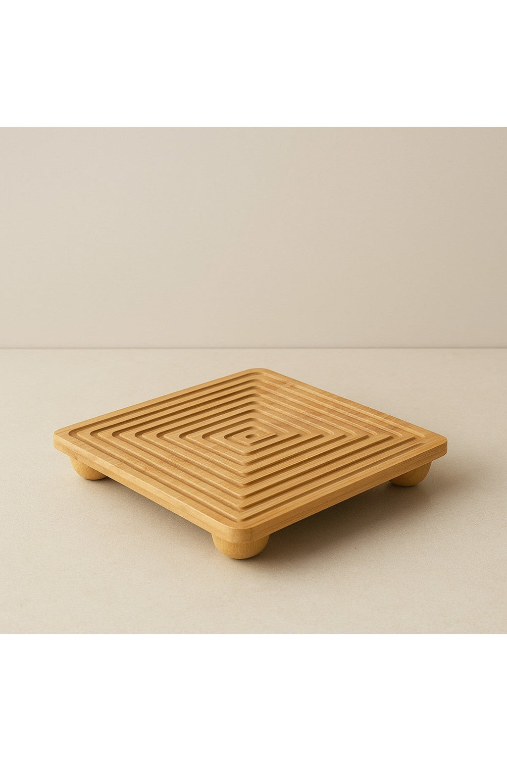 Bambu Dekoratif Top Ayaklı Sunum Tabağı, Servis Tabağı, (28 X 28 cm) - erkugo. dekoratif, işlevsel.