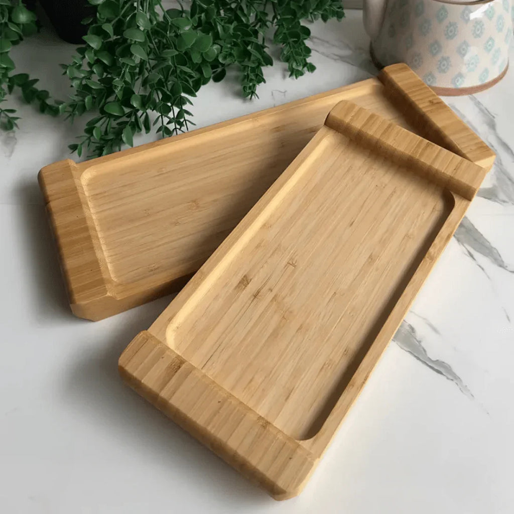 Bambu Dikey Tepsi Seti, Bambu Kulplu, 2'li Set - erkugo. dekoratif, işlevsel.
