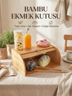 Bambu Ekmek Saklama Kutusu, Sürgü Kapaklı - erkugo. dekoratif, işlevsel.