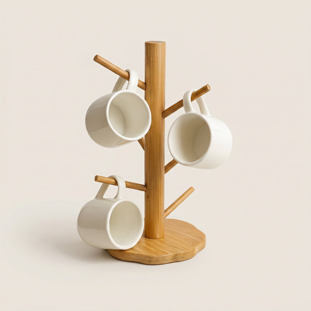 Bambu Fincan Askılığı, Bardaklık (35CM) - erkugo. dekoratif, işlevsel.