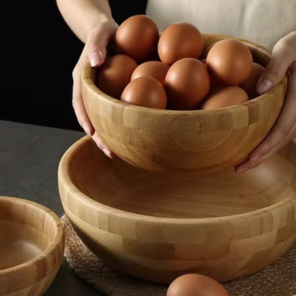 Bambu İskandinav Salata Kasesi, 3'lü Set - erkugo. dekoratif, işlevsel.