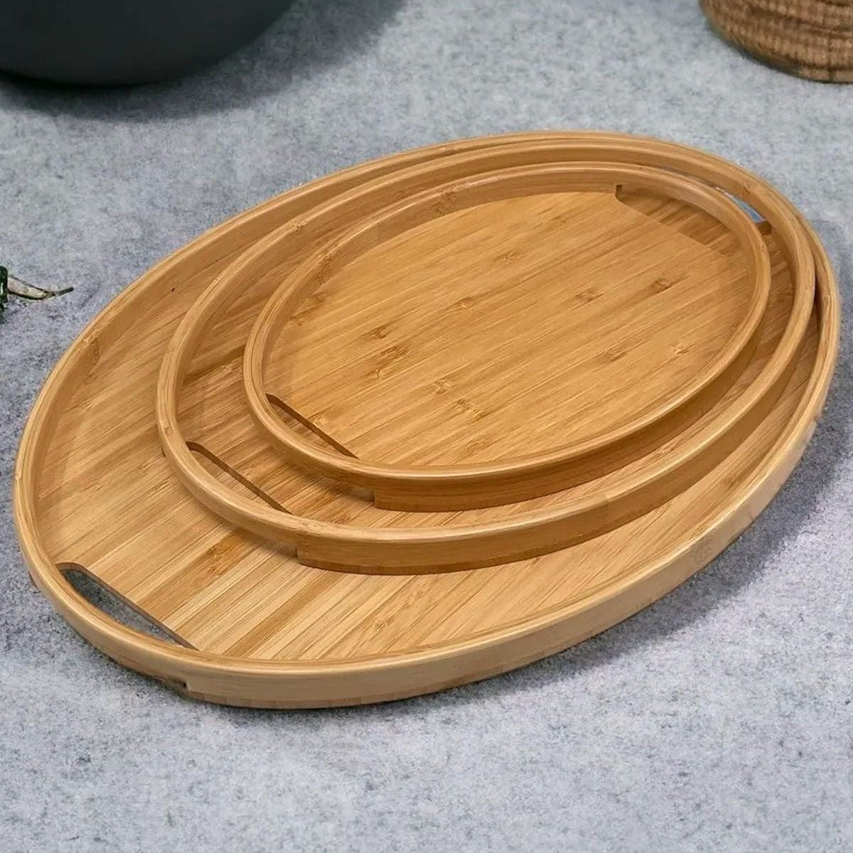Bambu İskandinav Tepsi Seti, Oval - erkugo. dekoratif, işlevsel.