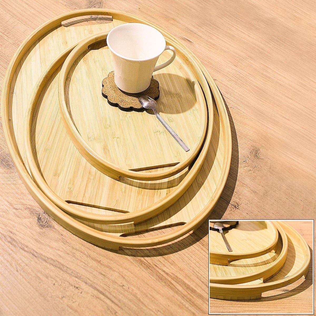 Bambu İskandinav Tepsi Seti, Oval - erkugo. dekoratif, işlevsel.