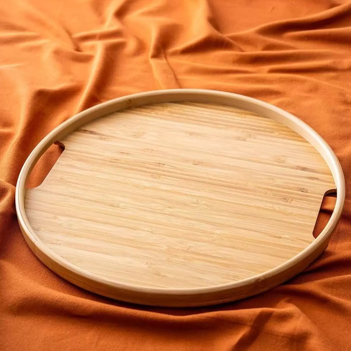 Bambu İskandinav Tepsi Seti, Yuvarlak - erkugo. dekoratif, işlevsel.