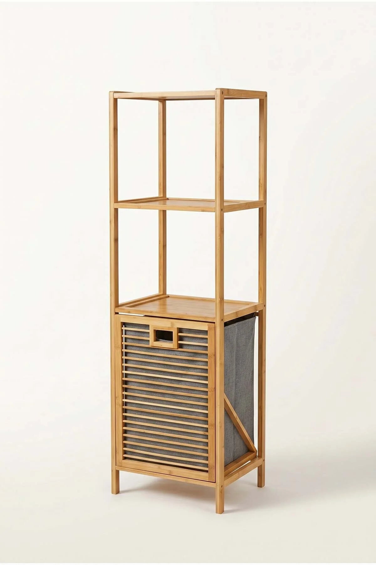 Bambu Kirli Sepetli Dolap – 3 Katlı Banyo Dolabı & Çamaşır Sepeti (98 x 39 x 22 cm) - erkugo. dekoratif, işlevsel.