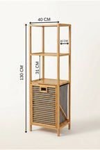 Bambu Kirli Sepetli Dolap – 3 Katlı Banyo Dolabı & Çamaşır Sepeti (98 x 39 x 22 cm) - erkugo. dekoratif, işlevsel.