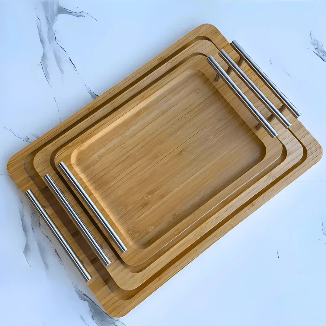 Bambu Metal Kulplu Prime Tepsi 3'lü Set - erkugo. dekoratif, işlevsel.
