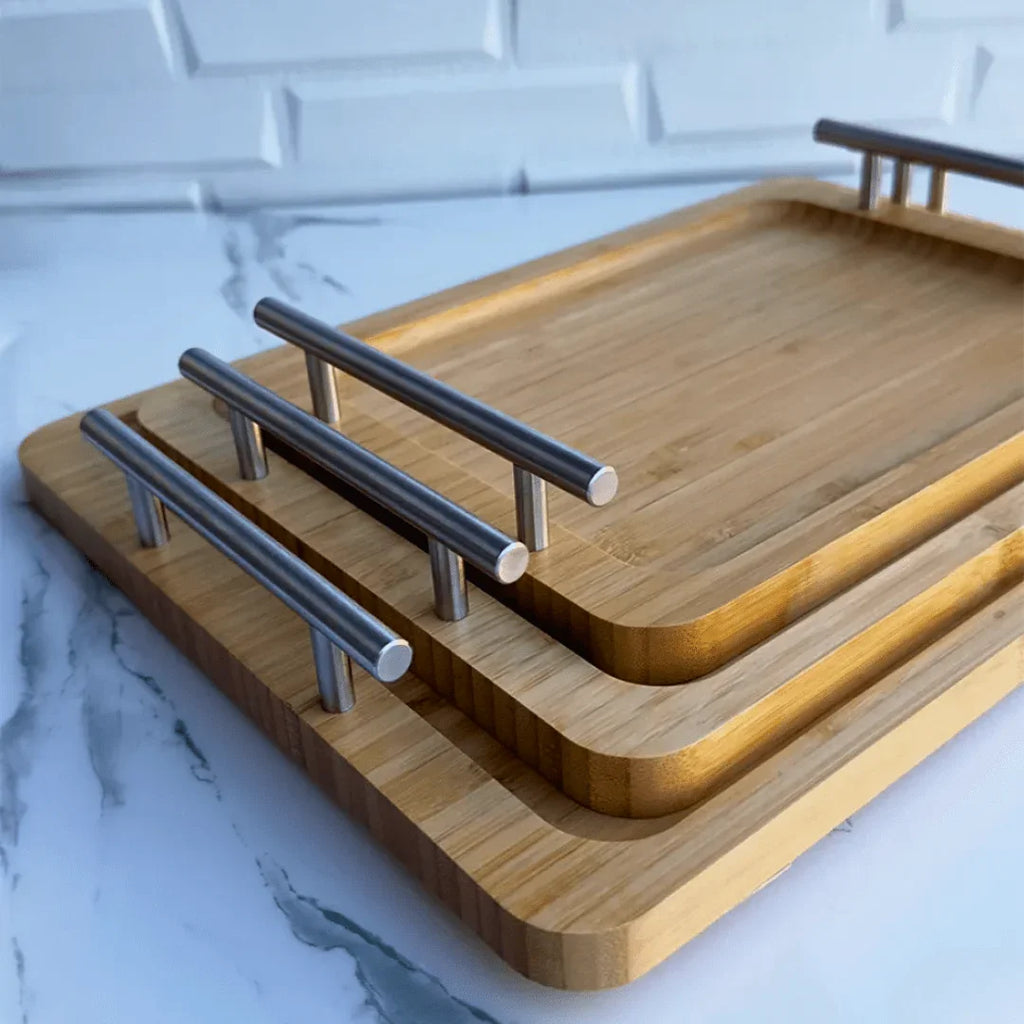 Bambu Metal Kulplu Prime Tepsi 3'lü Set - erkugo. dekoratif, işlevsel.