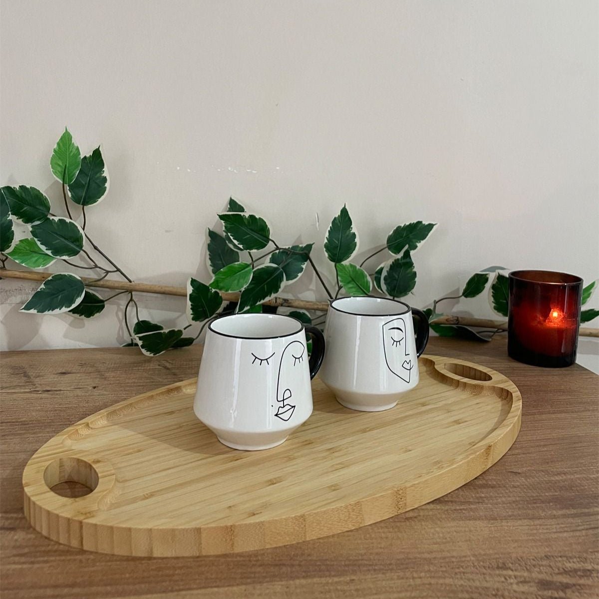 Bambu Oval Kulplu Sunum Tepsisi, Kahvaltı Tabağı - erkugo. dekoratif, işlevsel.