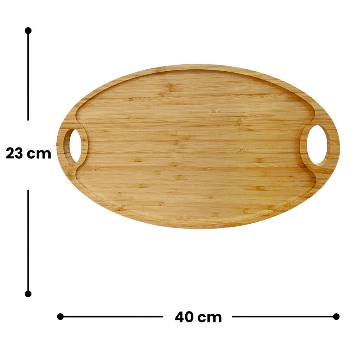 Bambu Oval Kulplu Sunum Tepsisi, Kahvaltı Tabağı - erkugo. dekoratif, işlevsel.