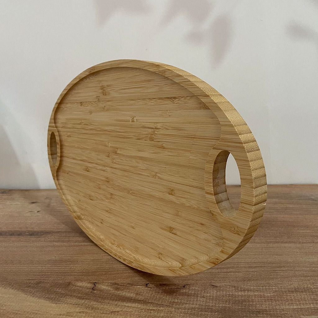 Bambu Oval Kulplu Sunum Tepsisi, Kahvaltı Tabağı - erkugo. dekoratif, işlevsel.