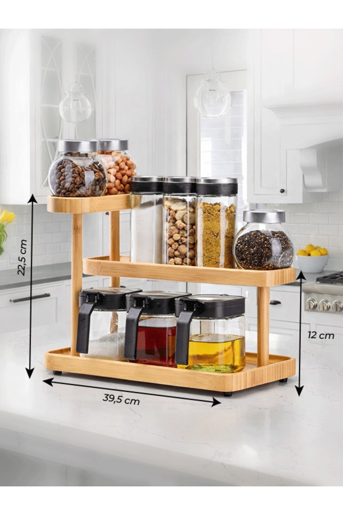Bambu Soft Stand 3 Katlı | Doğal Bambu Organizer | Şık ve Dayanıklı Çok Amaçlı Stand - erkugo. dekoratif, işlevsel.