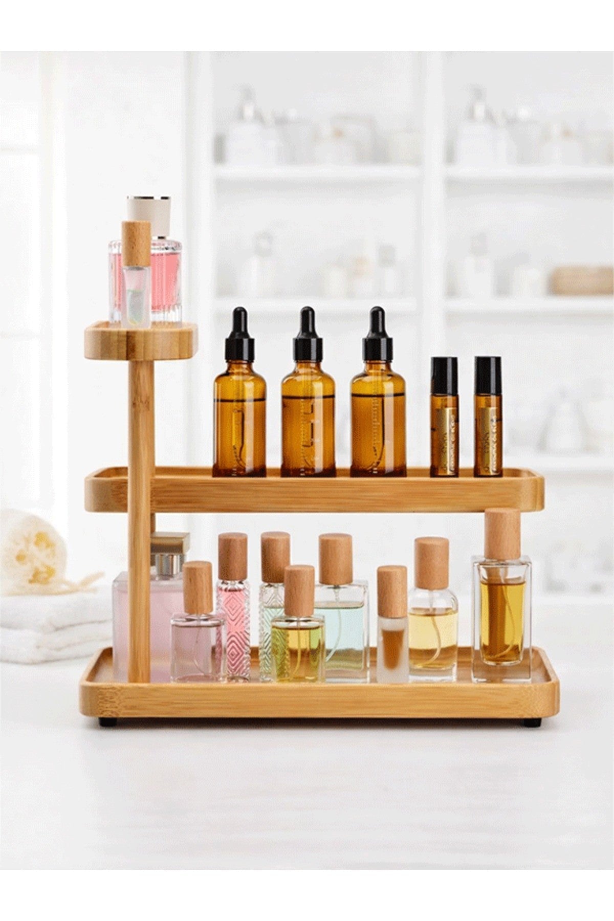 Bambu Soft Stand 3 Katlı | Doğal Bambu Organizer | Şık ve Dayanıklı Çok Amaçlı Stand - erkugo. dekoratif, işlevsel.