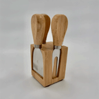 Bambu Stantlı 4’lü Peynir Bıçağı Seti (6x8x13 cm) – Modern & Minimal Sunum - erkugo. dekoratif, işlevsel.
