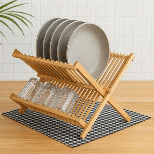 Bambu Tezgah Organizeri & Bulaşıklık (43 x 34 cm) - erkugo. dekoratif, işlevsel.