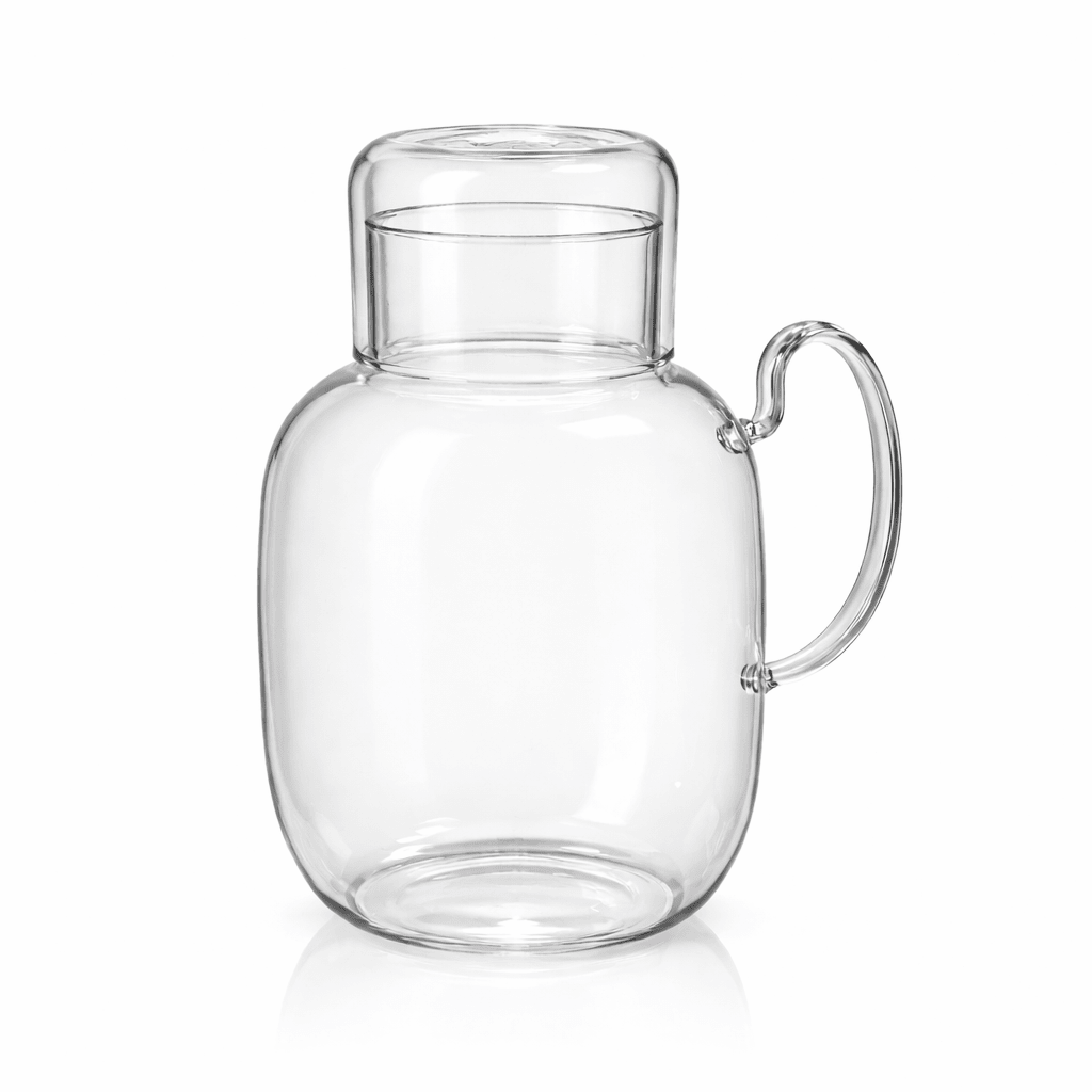 Bardaklı Borosilikat Cam Sürahi Seti – 1.5 Lt | Kulplu, Isıya Dayanıklı, Modern Tasarım - erkugo. dekoratif, işlevsel.