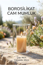 Borosilikat Cam Mumluk, 14cm x 20cm - erkugo. dekoratif, işlevsel.