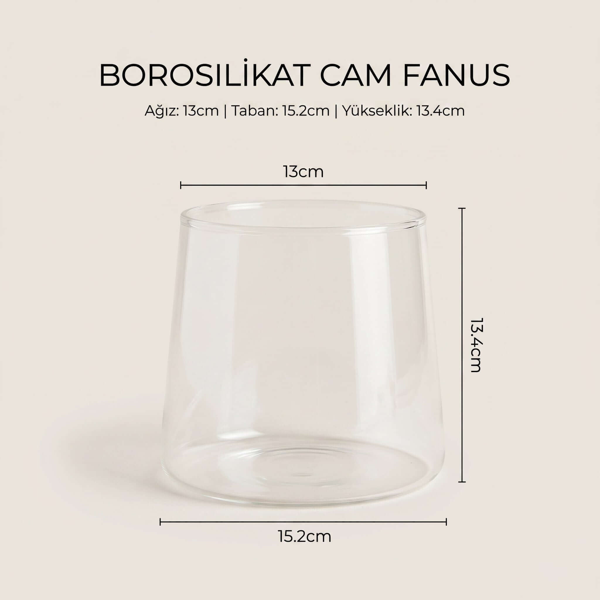 Borosilikat Cam Mumluk, 15.5cm x 13 CM, Konik - erkugo. dekoratif, işlevsel.