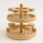 Doğal Rattan Sunum Standı, Handmade, 2 Katlı - erkugo. dekoratif, işlevsel.
