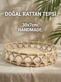 Doğal Rattan Tepsi, Sepet, 30x7cm, Handmade - erkugo. dekoratif, işlevsel.