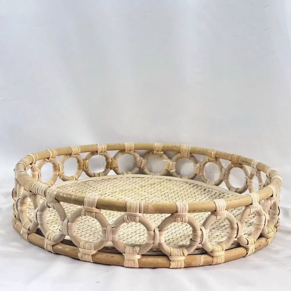 Doğal Rattan Tepsi, Sepet, 35x7cm, Handmade - erkugo. dekoratif, işlevsel.