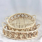 Doğal Rattan Tepsi Seti, Handmade - erkugo. dekoratif, işlevsel.