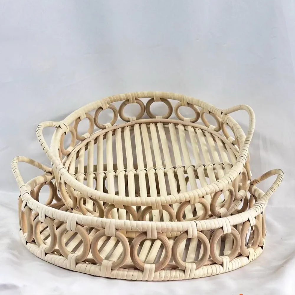 Doğal Rattan Tepsi Seti, Handmade - erkugo. dekoratif, işlevsel.