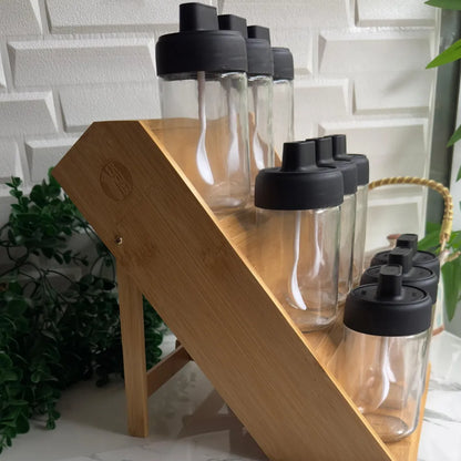 Bamboo Spice Stand, Folding Legs, 3 Tiers