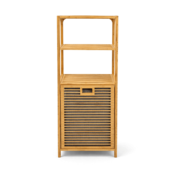 Bambu Kirli Sepetli Dolap – 3 Katlı Banyo Dolabı & Çamaşır Sepeti (98 x 39 x 22 cm)
