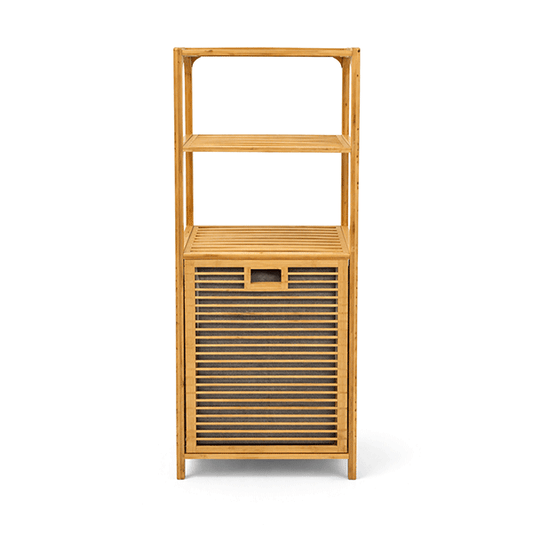 Bambu Kirli Sepetli Dolap – 3 Katlı Banyo Dolabı & Çamaşır Sepeti (98 x 39 x 22 cm)