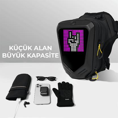LED Ekranlı Mini Bacak Çantası – Ayarlanabilir Askılı, Unisex, Günlük ve Outdoor Kullanım