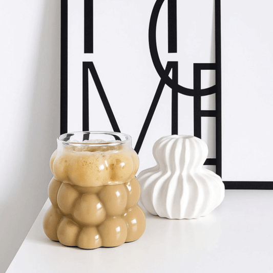 Üzüm Bardak, Isıya Dayanıklı Borosilikat Cam, Boncuk Şekilli Soğuk Kahve Bardağı