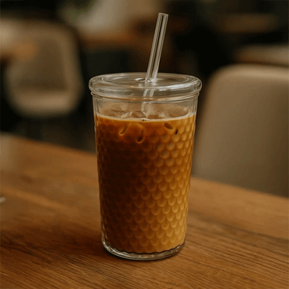 Squama Cam Kapaklı Borosilikat Soğuk Kahve Bardağı – 650 ml