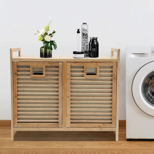 Bambu 2 Bölmeli Kirli Sepeti, Bambu Çamaşır Sepeti (78X72X30CM)