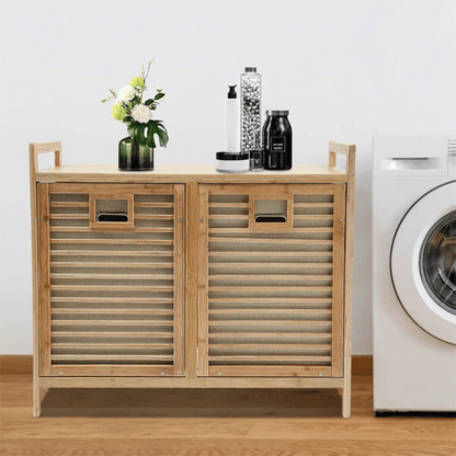 Bambu 2 Bölmeli Kirli Sepeti, Bambu Çamaşır Sepeti (78X72X30CM)