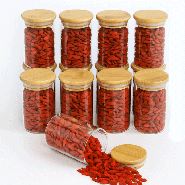 Borosilikat Baharatlık Seti, 12'li Set, Saklama Kabı, Bambu Kapak, 200ml