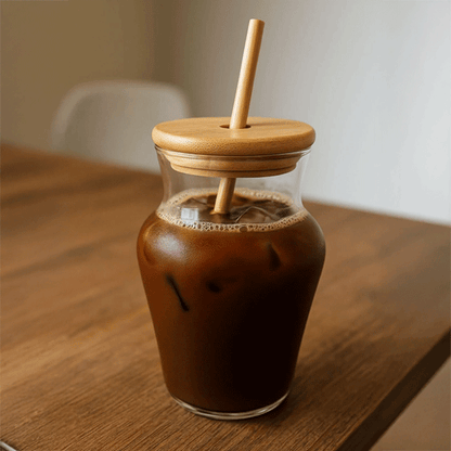 Chubby Borosilikat Cam Bardak – 500 ml - Bambu Kapaklı