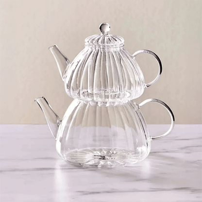 Modern 600 / 1000ml Borosilikat Cam Demlik, Isıya Dayanıklı Cam Kapaklı, Çaydanlık