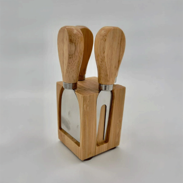 Bambu Stantlı 4'lü Peynir Bıçağı Seti, (6x8x13CM)
