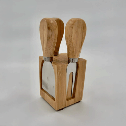 Bambu Stantlı 4'lü Peynir Bıçağı Seti, (6x8x13CM)