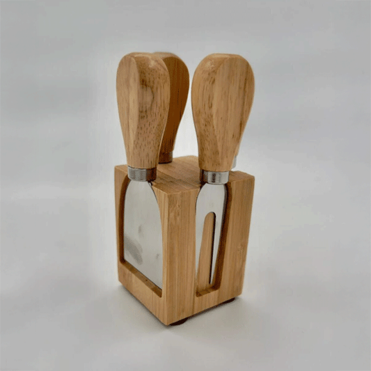 Bambu Stantlı 4'lü Peynir Bıçağı Seti, (6x8x13CM)