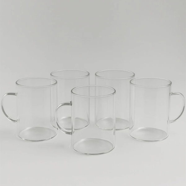 6'lı Çay Kupa Seti, Borosilikat Cam Kupa, 200 ml