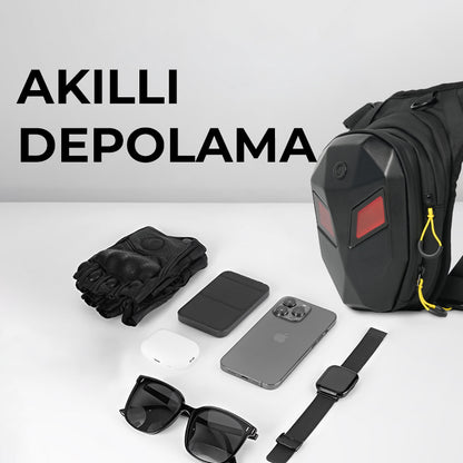 Çift LED Ekranlı Mini Bacak Çantası – Göz Tasarımlı, Ayarlanabilir Askılı, Unisex Teknolojik Çanta