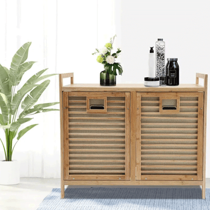 Bambu 2 Bölmeli Kirli Sepeti, Bambu Çamaşır Sepeti (78X72X30CM)